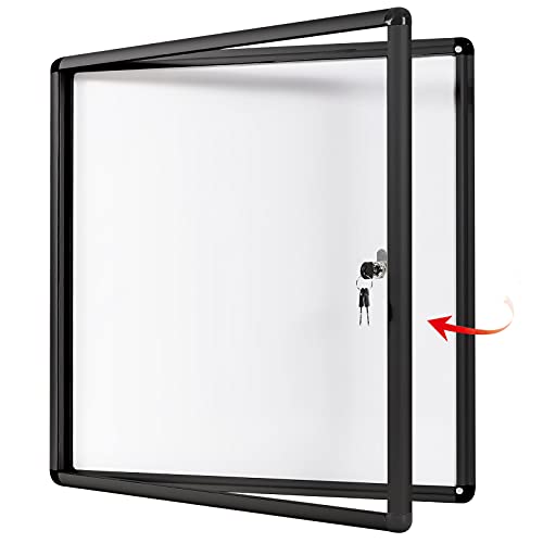 S SWANCROWN SWANCROWN Lockable Bulletin Boards Black Frame Enclosed Display Case,with Magnets,for School Message Notice 28x26inch(6XA4) - Image 1