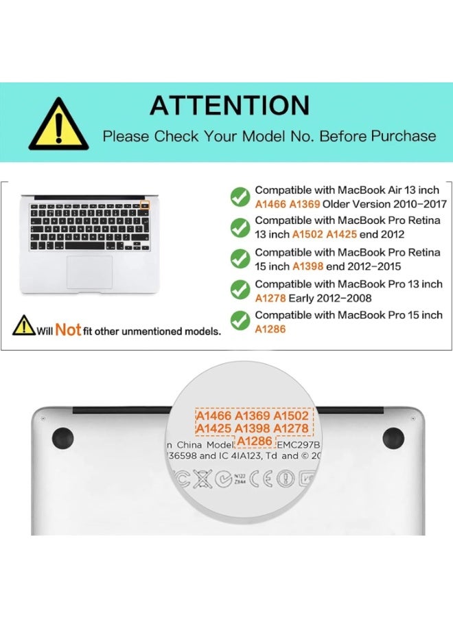 مافانز غطاء لوحة مفاتيح سيليكون بتصميم EU/UK عربي إنجليزي للإصدارات القديمة من MacBook Pro 13/15" A1278/A1286 وMacbook Retina 13/15" A1425/A1502/A1398 والإصدارات القديمة من MacBook Air 13" A1369/A1466" أحمر - Image 2