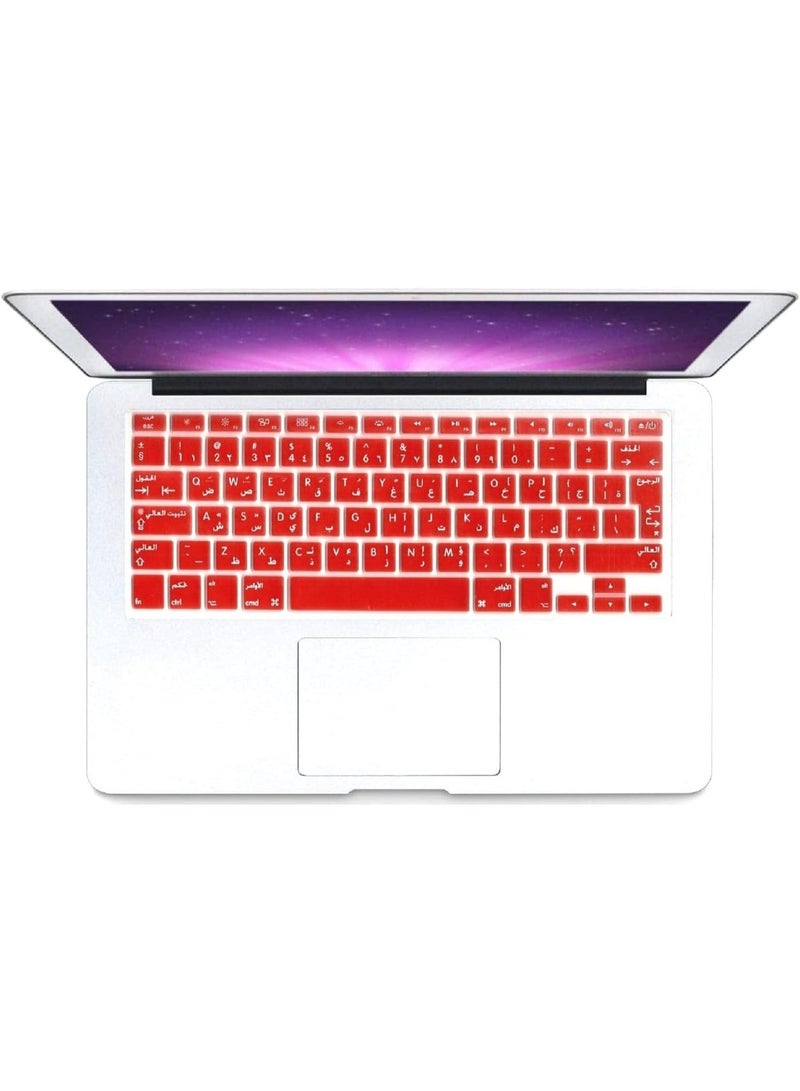 مافانز غطاء لوحة مفاتيح سيليكون بتصميم EU/UK عربي إنجليزي للإصدارات القديمة من MacBook Pro 13/15" A1278/A1286 وMacbook Retina 13/15" A1425/A1502/A1398 والإصدارات القديمة من MacBook Air 13" A1369/A1466" أحمر - Image 3