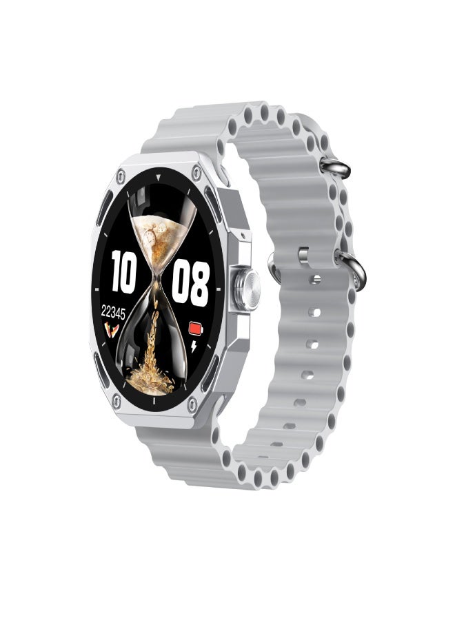 AROAQ V18ProMax Smartwatch – 1.52" Display, Heart Rate & Temperature Monitor, BT Calling & Music, Fitness Tracker, Multi-Sports Modes, Magnetic Charging – Compatible with Android & iOS ( Silicone Strap ,Gray ) - Image 1