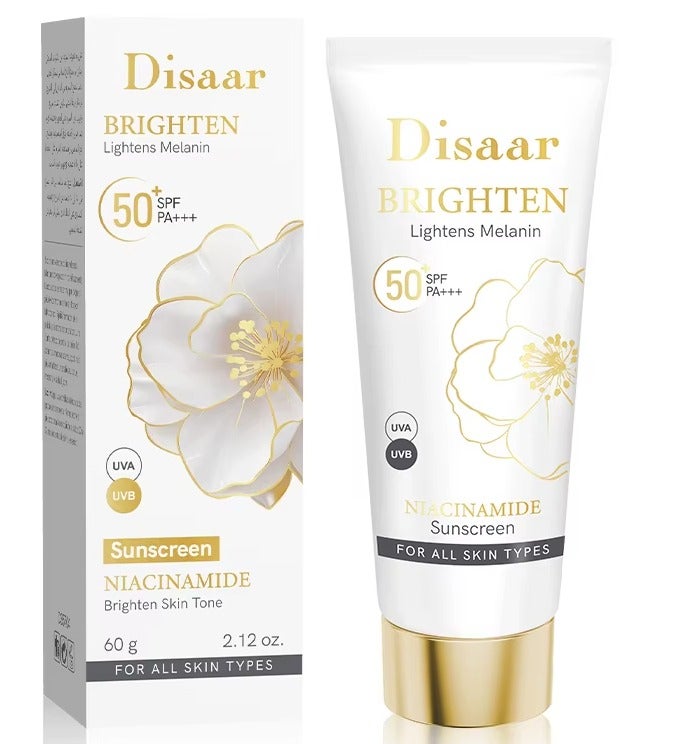 ديسار كريم واقي شمس بعامل حماية SPF 50 مع النياسيناميد؛ يفتح البشرة، ويقلل من البقع الداكنة، ويحد من إنتاج الميلانين، ويوفر حماية للوجه والجسم 60 جرام - Image 1