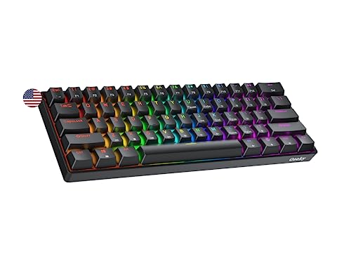 Geeky GK61 60% | Hot Swappable Mechanical Gaming Keyboard | 61 Keys Multi Color RGB LED Backlit for PC/Mac Gamer | ANSI US American Layout (Black, Mechanical Brown) - Image 1