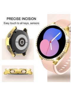 DEALELE [2-Pack] Case Compatible with Samsung Galaxy Watch FE / 5/4 40mm, Bling Single-Row Diamond PC Protective Case Replacement Watch Cover Bumper (40mm, Gold+Transparent)  - Image 2