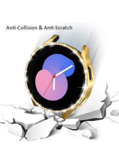 DEALELE [2-Pack] Case Compatible with Samsung Galaxy Watch FE / 5/4 40mm, Bling Single-Row Diamond PC Protective Case Replacement Watch Cover Bumper (40mm, Gold+Transparent)  - Image 3