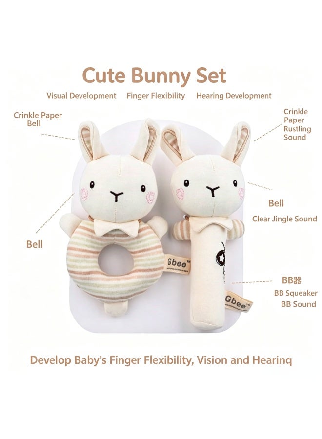 Organic cotton baby rattle, newborn comfort doll, baby toy