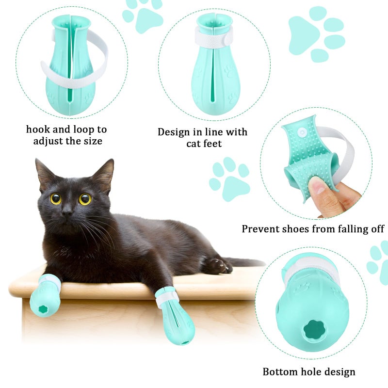 LEIFIDE Cat Muzzle for Grooming Cat Adjustable Hood with Paw Covers, Kitten Breathable Anti Bite Muzzles Anti Scratch Boots Silicone Pussy Shoes Boots Kitten Paw Protector for Pet Bathing Shaving(Medium) - Image 4