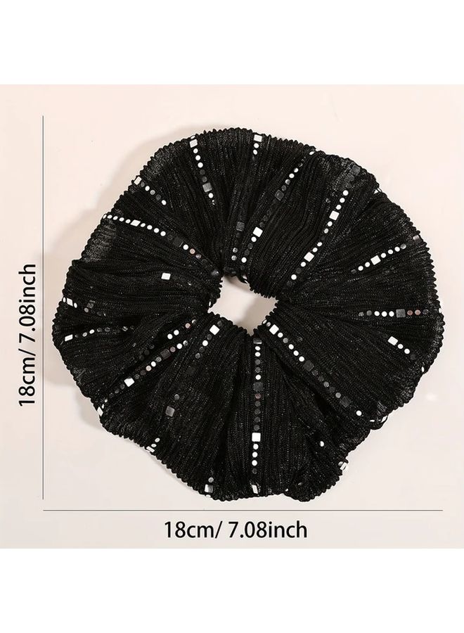 5pcs Sequin Hair Ties Large Fabric Scrunchies with Sparkling Embellishments for Casual and Formal Occasions - Image 4