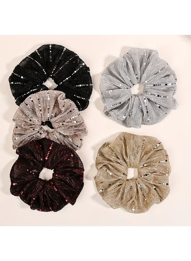 5pcs Sequin Hair Ties Large Fabric Scrunchies with Sparkling Embellishments for Casual and Formal Occasions - Image 3