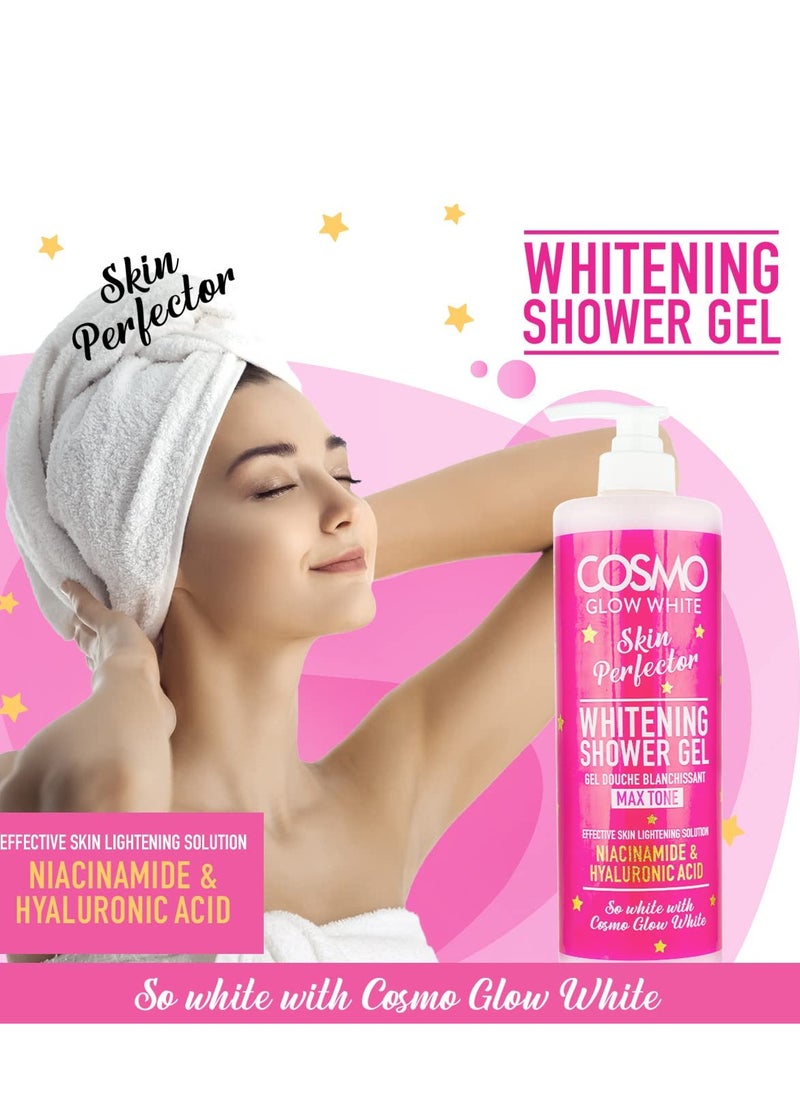 COSMO Cosmo Glow White Skin Perfector Whitening Shower Gel 1000ml, Effective Skin Lightening Solution, Niacinamide & Hyaluronic Acid, Cleanses & Moisturizes the Skin  - Image 2