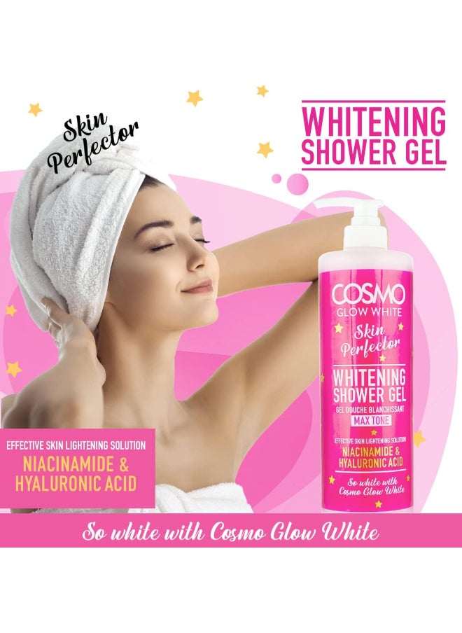COSMO Cosmo Glow White Skin Perfector Whitening Shower Gel 1000ml, Effective Skin Lightening Solution, Niacinamide & Hyaluronic Acid, Cleanses & Moisturizes the Skin  - Image 2