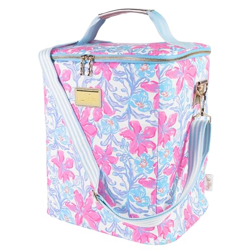Lilly Pulitzer Insulated Wine Carrier Cooler Bag Holds up to 4 Bottles of Wine Soft Cooler with AdjustableRemovable Strap and Double Zipper Close Beachside Haven - Image 3
