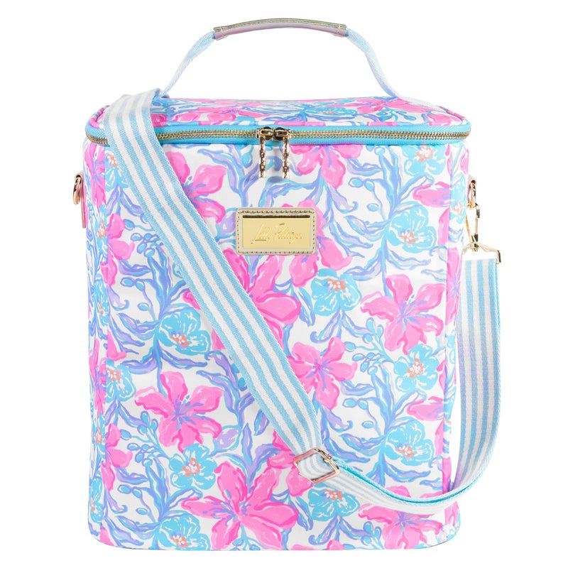 Lilly Pulitzer Insulated Wine Carrier Cooler Bag Holds up to 4 Bottles of Wine Soft Cooler with AdjustableRemovable Strap and Double Zipper Close Beachside Haven - Image 2