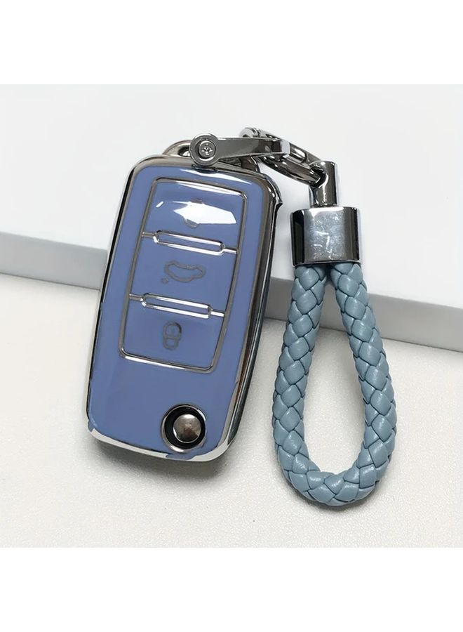 White Key Protection Case For Volkswagen Skoda Bora Tiguan Jetta Polo With Keychain Gift - Image 4