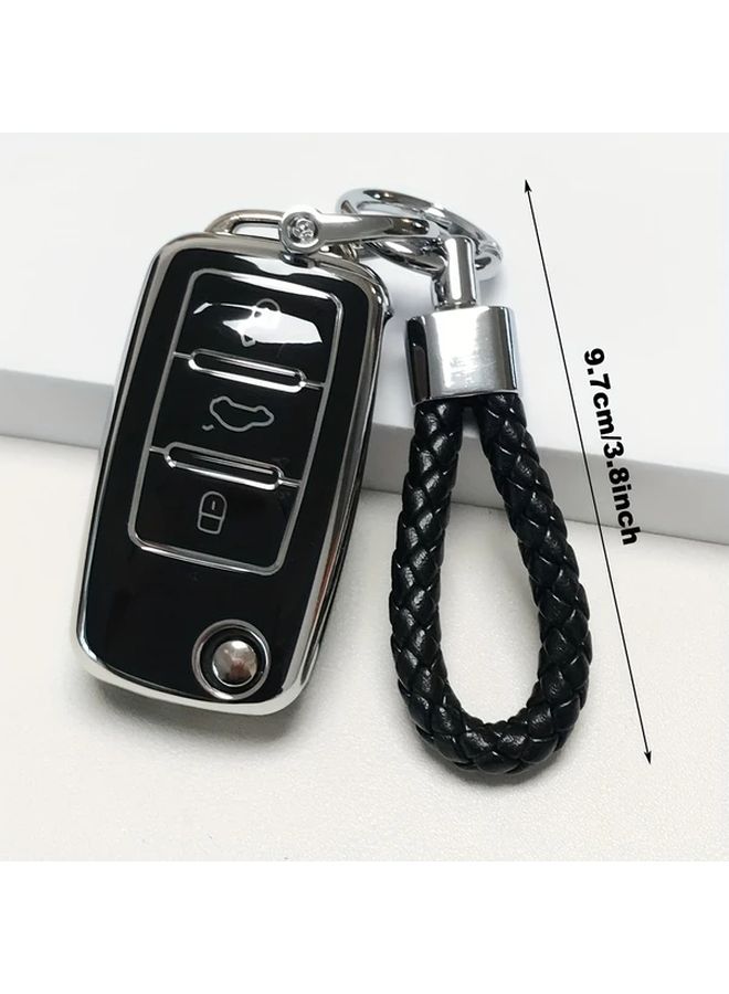 White Key Protection Case For Volkswagen Skoda Bora Tiguan Jetta Polo With Keychain Gift - Image 5