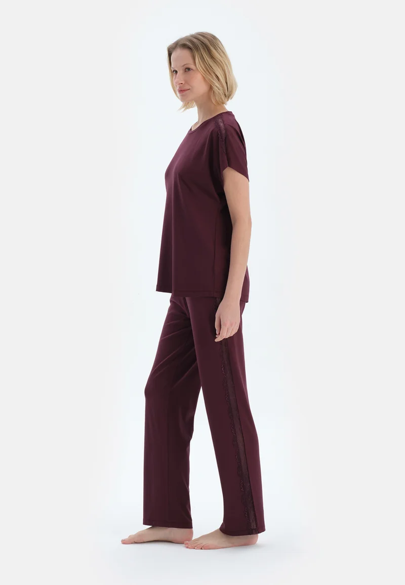 dagi Regular/Classic Fit T-shirt & Trousers Pajama Sets Crew Neck Viscose Blend Sleepwear