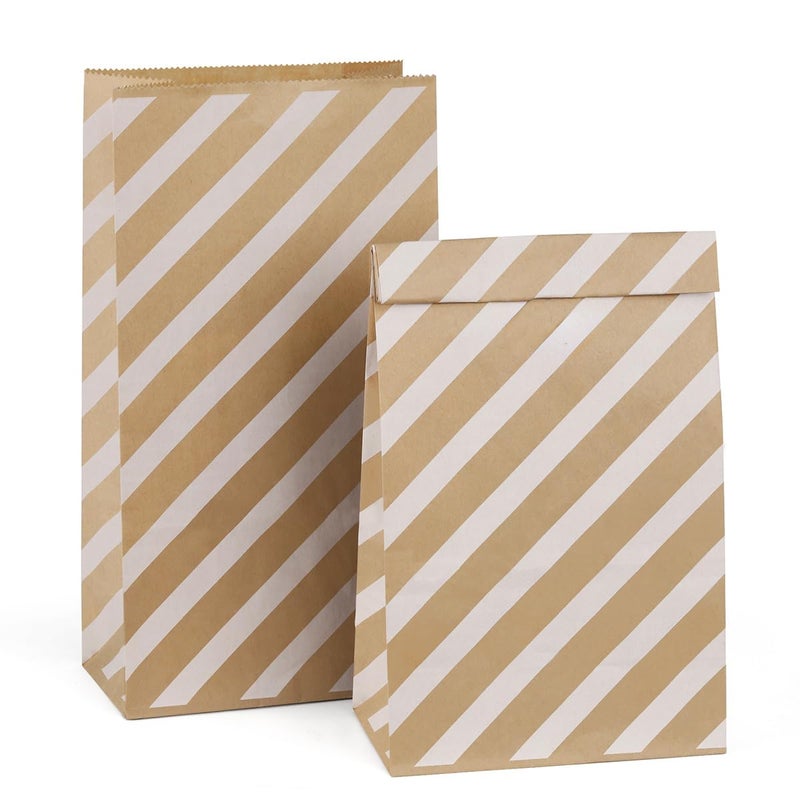 BagDream 4LB Small Paper Lunch Bags 5x295x945 Inches 100Pcs Kraft Brown Lunch Paper Bags with White Stripe for Craft Snack Gifts Packing Storage