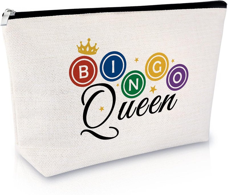 Sfodiary Bingo Game Gifts for Teens Makeup Bag Bingo Lover & Queen for Gambler Player Casino Lovers Cosmetic Bag Anniversary Birthday for Women Friends Travel Cosmetic Pouch