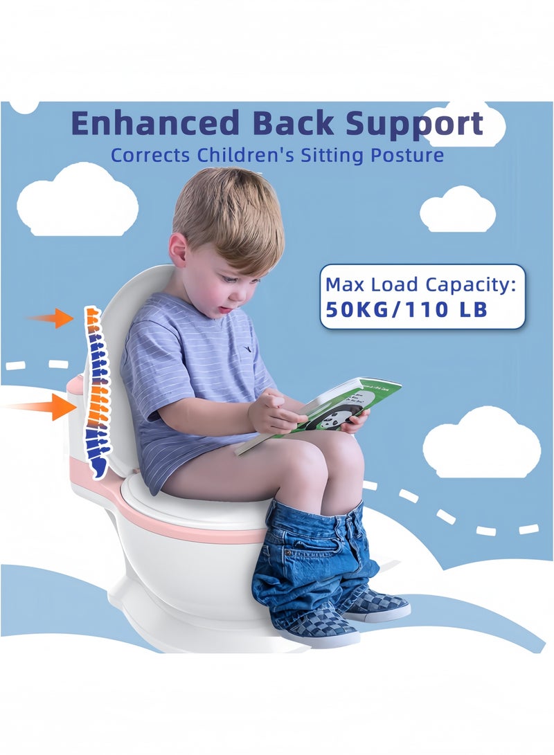 GGEROU Potty Training Toddler Toilet Seat,Baby Potty for Boys Girls,Toddlers Potty Realistic Toilet Potty Chair Potties with Wipes Storage Splash Guard Non-Slip Removable Bowl for Ages 1-6 Childrens,Pink - Image 5
