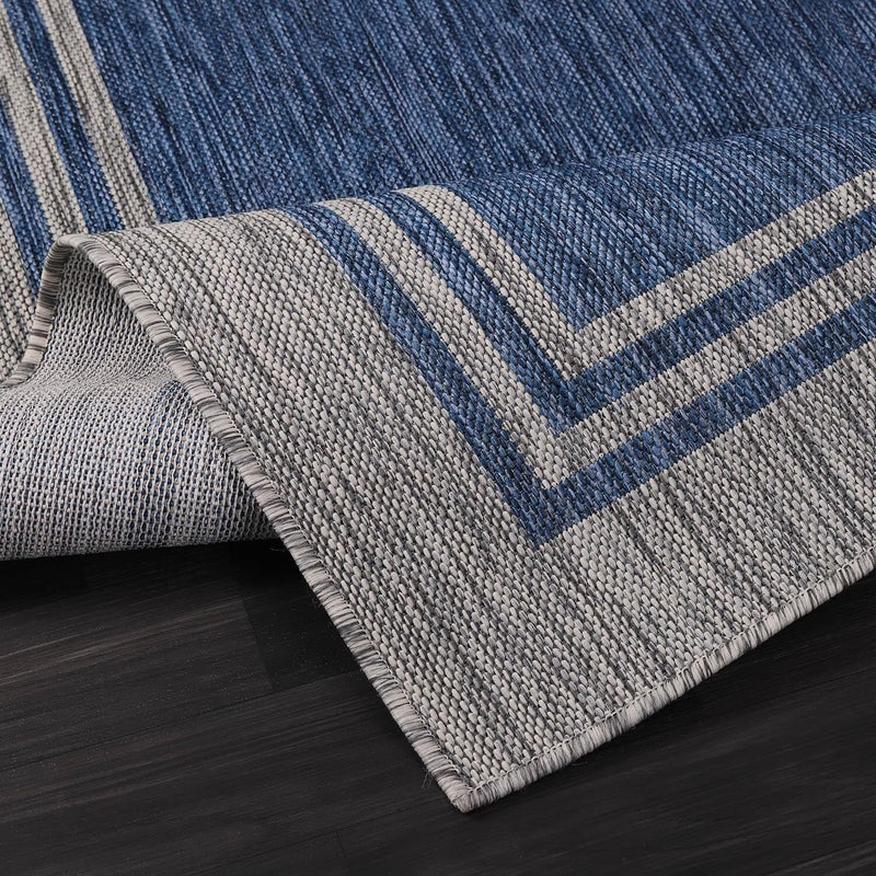 Luul Home Bordered Outdoor Rug 5x7 Washable Outside Carpet for Indoor Patio Porch Waterproof Easy Cleaning Non Shedding Area Rugs Navy 5 x 7 - Image 3