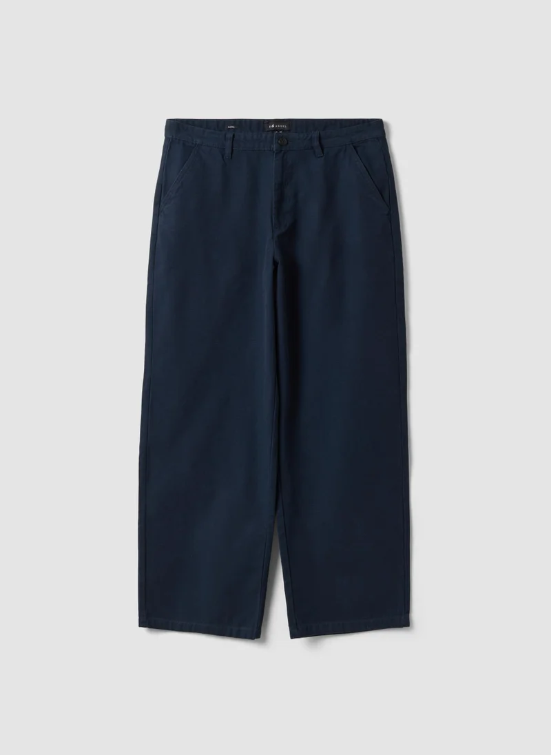 Ovs OVS Blue Pure Cotton Barrel-Fit Chino Trousers