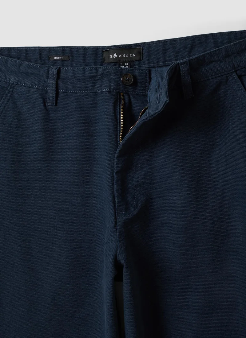 Ovs OVS Blue Pure Cotton Barrel-Fit Chino Trousers