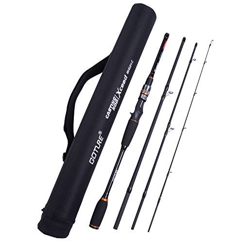 Goture Portable Fishing Rod Travel Fishing Pole Casting cast Fishing Rods 4 Sections Lightweight Carbon Fiber Poles M Power Medium Action 6.6ft - Image 1