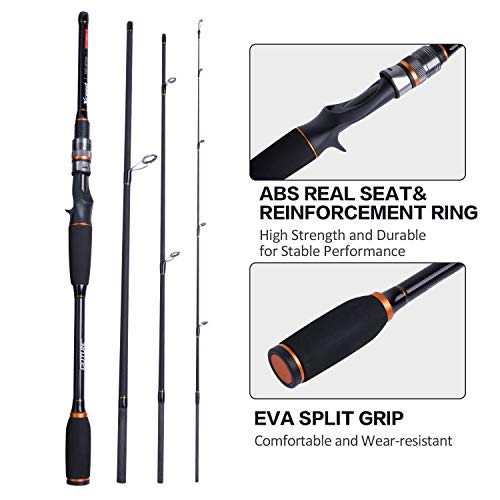 Goture Portable Fishing Rod Travel Fishing Pole Casting cast Fishing Rods 4 Sections Lightweight Carbon Fiber Poles M Power Medium Action 6.6ft - Image 4