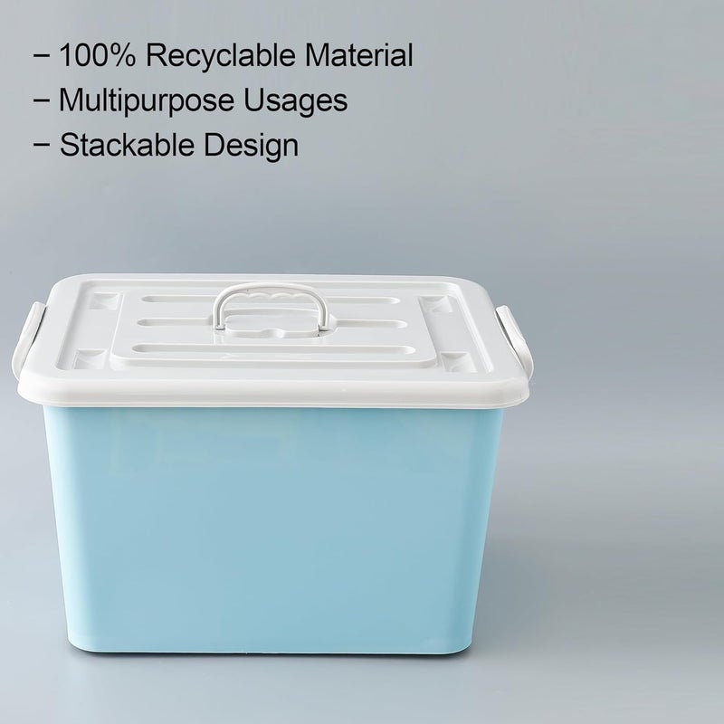 Kuber Industries Kuber Industries Rectangular Storage Box Storage Box with Lid and Double Side Handles Stackable Storage Box with Wheel YN6258 Blue  - Image 5