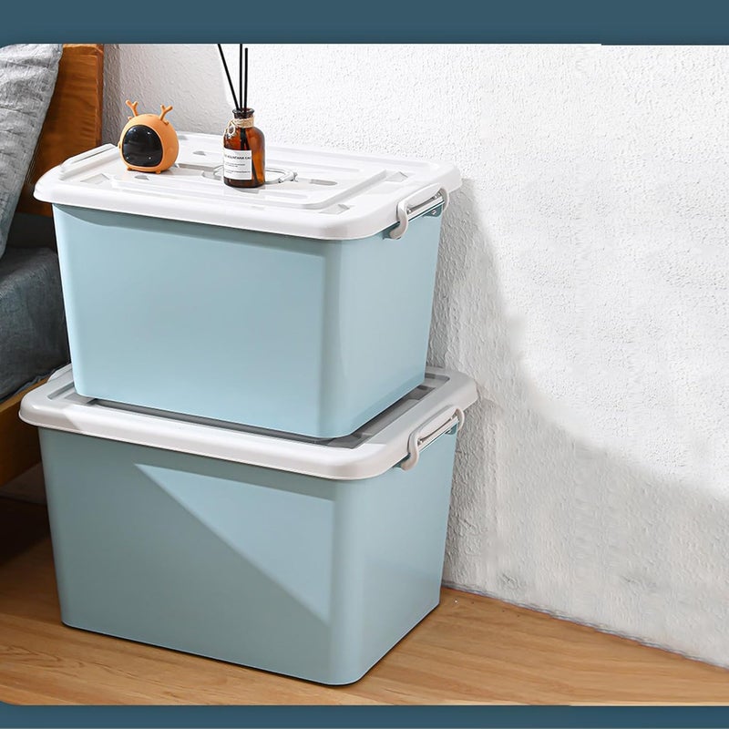 Kuber Industries Kuber Industries Rectangular Storage Box Storage Box with Lid and Double Side Handles Stackable Storage Box with Wheel YN6258 Blue  - Image 1