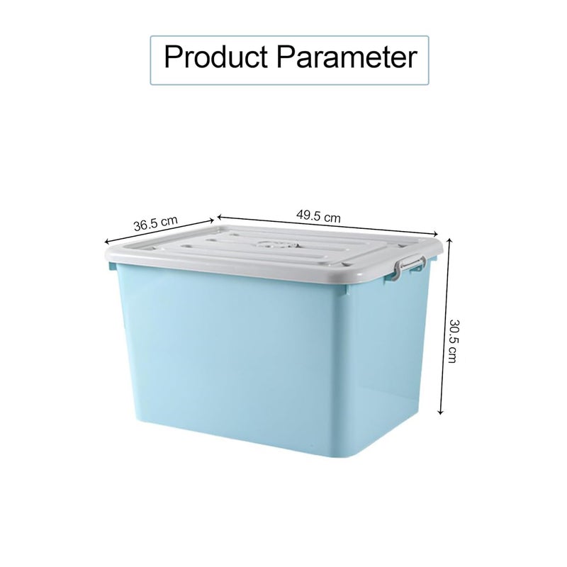 Kuber Industries Kuber Industries Rectangular Storage Box Storage Box with Lid and Double Side Handles Stackable Storage Box with Wheel YN6258 Blue  - Image 3