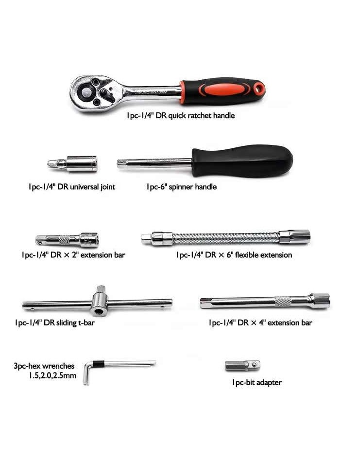Denx 46-Piece Socket Wrench Set - High-Quality Chrome Vanadium Steel, Multi-Functional Metric Tools with Ratchet Handle, Precision Fit Sockets, Compact Storage Case, Perfect for Home and Auto Repair - Image 3