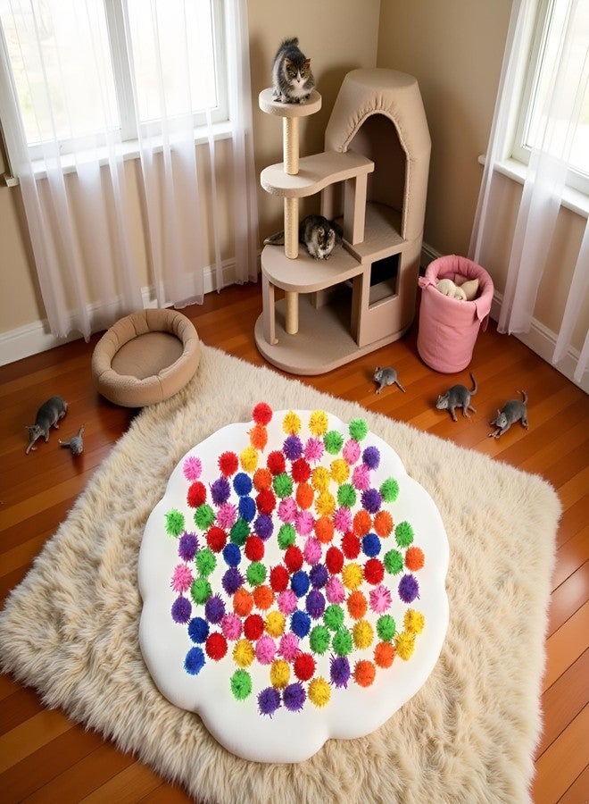 Labriciyon 100Pcs Colorful Mini Sparkly Glitter Tinsel Balls Small Pom Ball for Cat Ornaments,Pet Supplies - Image 2