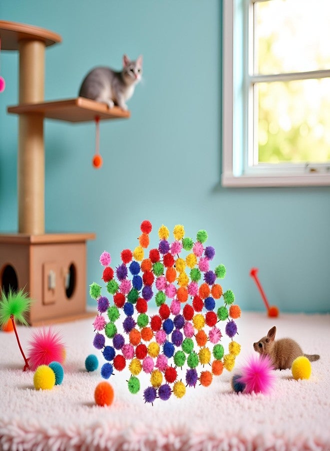 Labriciyon 100Pcs Colorful Mini Sparkly Glitter Tinsel Balls Small Pom Ball for Cat Ornaments,Pet Supplies - Image 3