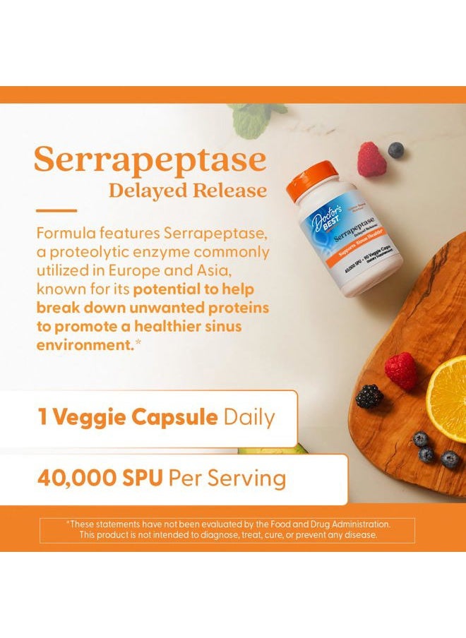 Doctor's BEST Doctors BEST Serrapeptase, 40,000 SPU, Supports Sinus Health, Non-GMO, Vegan 90 Veggie Caps  - Image 4