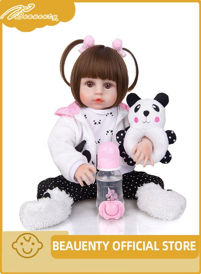 Beauenty Reborn Baby Doll 22 inch Realistic Newborn Baby Dolls - Lifelike Weighted with Soft Silicone Doll Girls with Plush Toy & Doll Clothes for Age 3+ (F) - Image 1