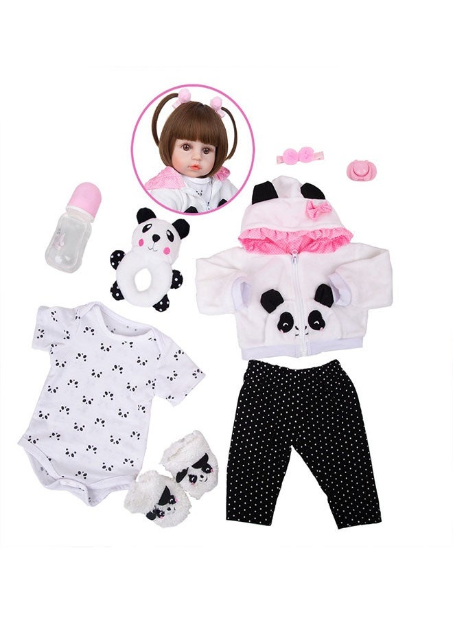 Beauenty Reborn Baby Doll 22 inch Realistic Newborn Baby Dolls - Lifelike Weighted with Soft Silicone Doll Girls with Plush Toy & Doll Clothes for Age 3+ (F) - Image 5