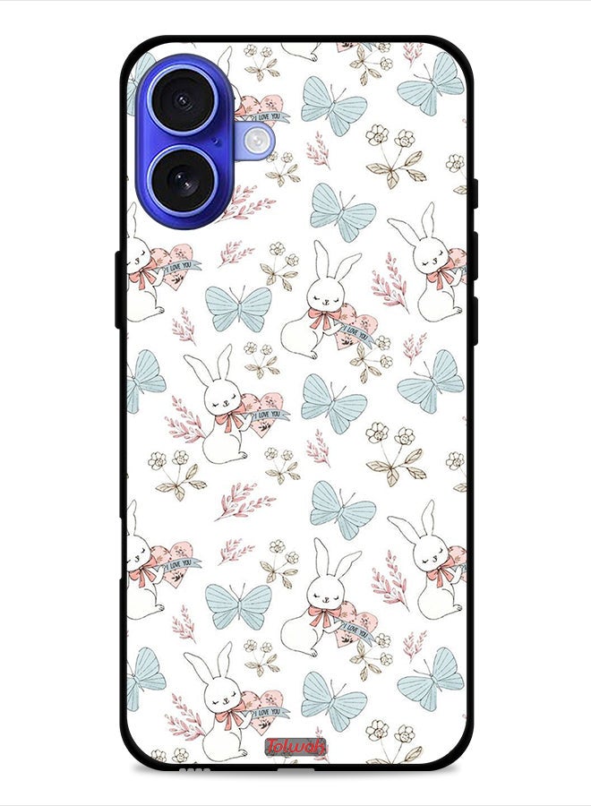 Tolwak Apple iPhone 16 Plus Protective Case Cover Rabbit And Butterflies - Image 1
