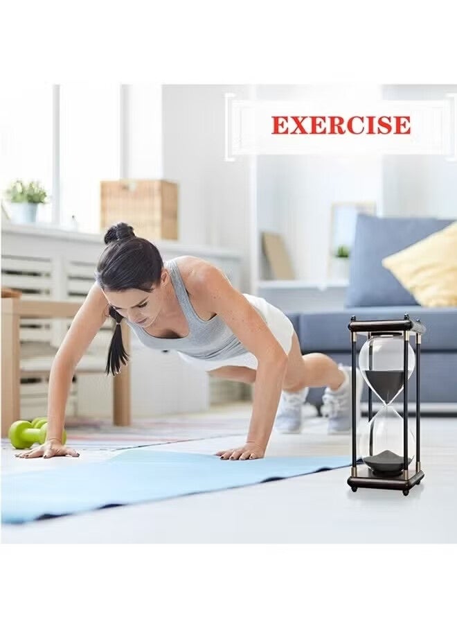 أجريون ساعة رملية كبيرة ملونة لمدة 30 دقيقة، ساعة رملية كبيرة، ساعة رملية خشبية عتيقة مزخرفة، ساعة رملية عصرية للمطبخ والمكتب (أسود) - Image 3