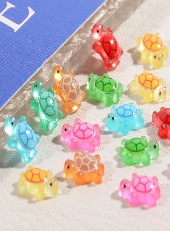 WEILUSI 100PCS Resin Sea Turtle Nail Charms - 7 Colors Mixed Cute Mini Tortoise 3D Animal Glow in The Dark Summer Ocean Charms - Rhinestones for Gift DIY Craft Nail Decoration - Image 2