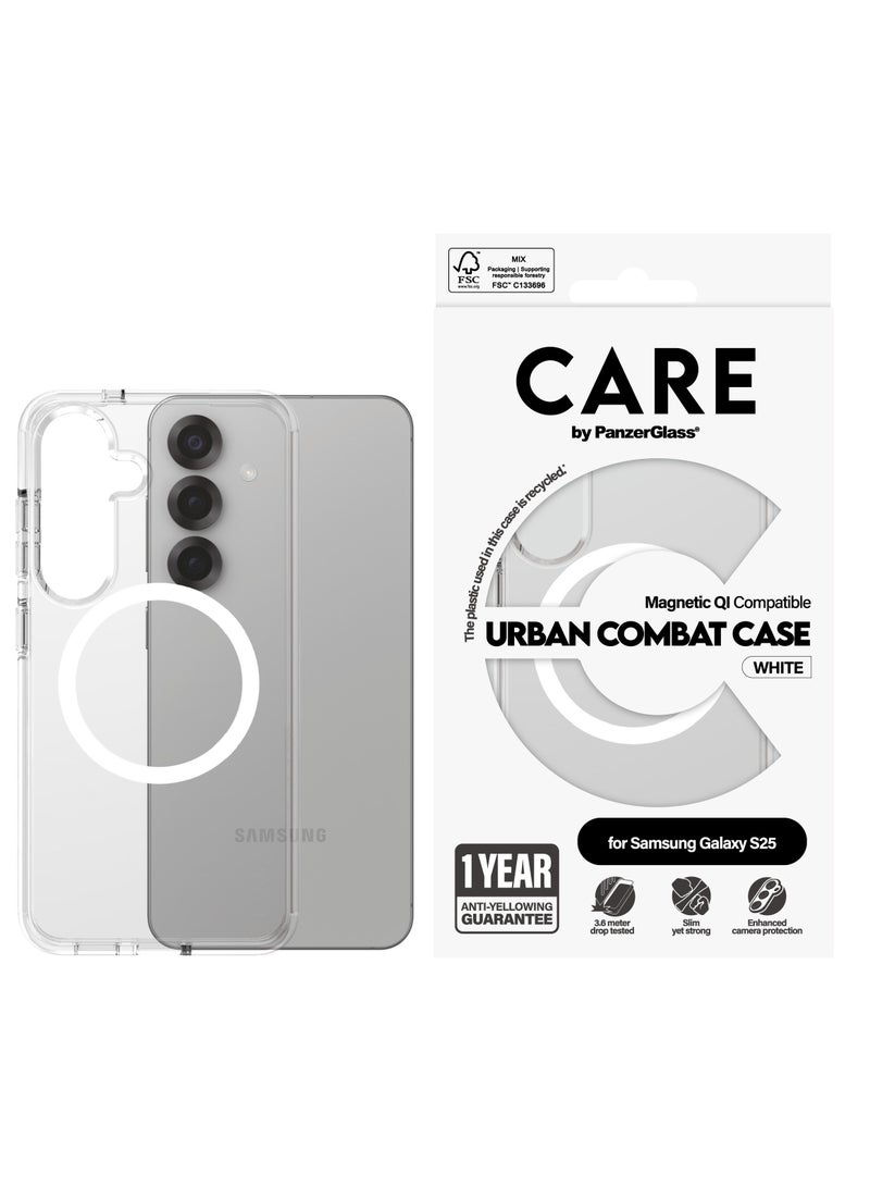 PanzerGlass CARE Flagship Case Qi White Samsung Galaxy S25 - Clear - Image 2