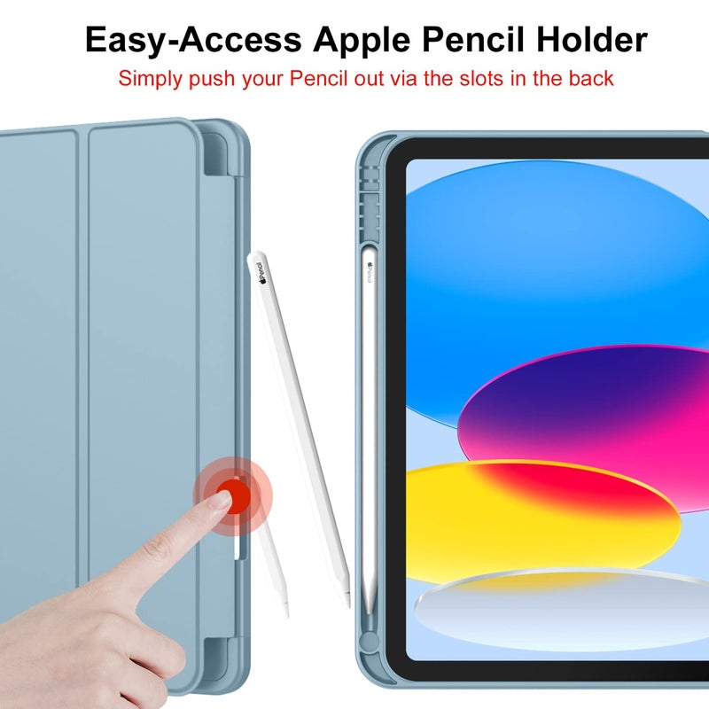 iMieet iPad (A16) Case 11th Gen/iPad 10th Generation Case [11-Inch 2025/10.9 Inch 2022] with Pencil Holder, Trifold Stand Smart Cover with Soft TPU Back,Auto Wake/Sleep(Light Blue) - Image 5
