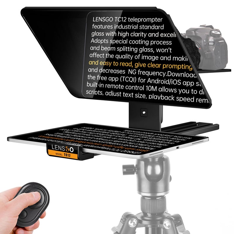 LENSGO 129 Aluminum Teleprompter for iPad Tablet DSLR Cameras with Remote Control App Compatible with iOSAndroidProfessional Prompter for NewsBroadcastingOnline TeachingLive StreamingTC12 - Image 2