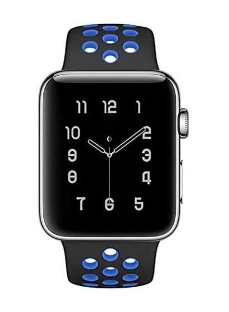 VITION Sport Band Compatible with Apple Watch Band, Breathable Soft Silicone Replacement Wristband for iWatch Series 7/6/5/4/3/2/1/SE Nike+/Sports Edition 41mm/40mm/38mm,black/blue - Image 2