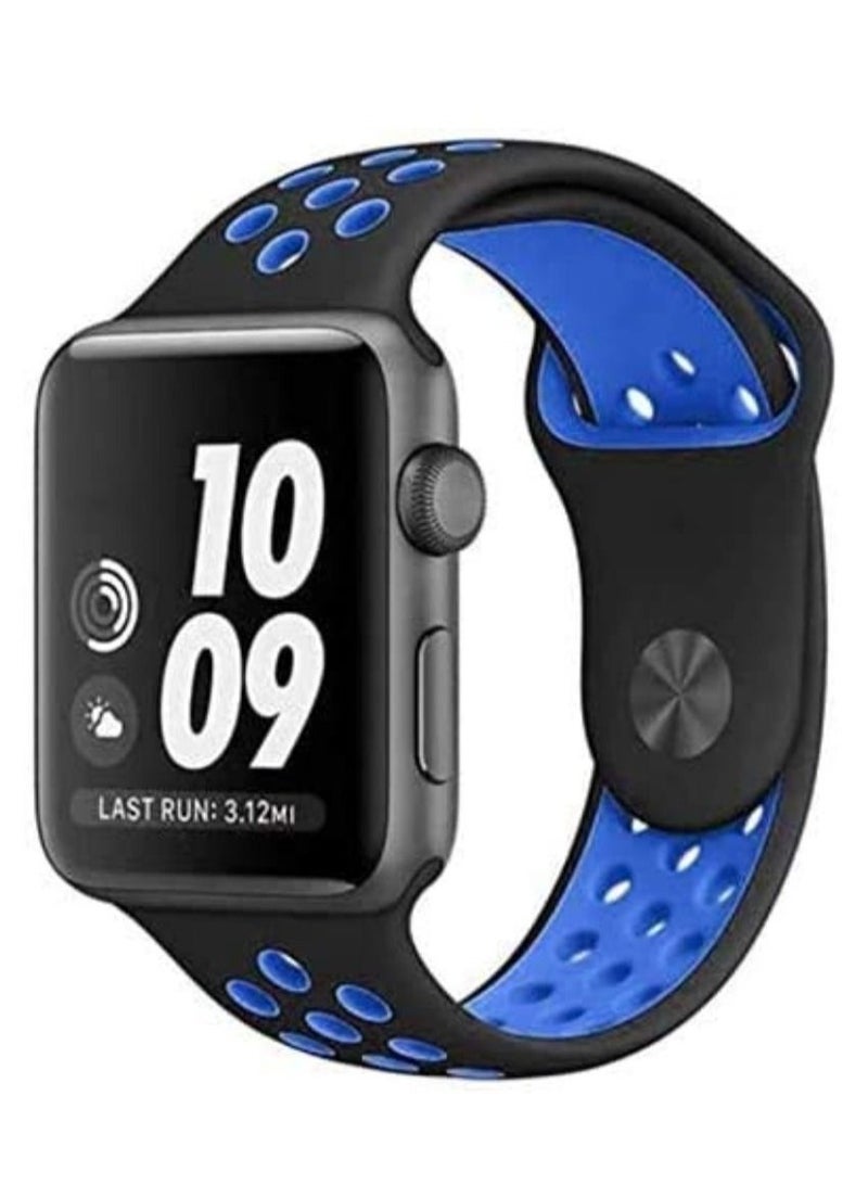 VITION Sport Band Compatible with Apple Watch Band, Breathable Soft Silicone Replacement Wristband for iWatch Series 7/6/5/4/3/2/1/SE Nike+/Sports Edition 41mm/40mm/38mm,black/blue - Image 1