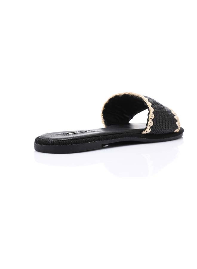 DejaVu Seashell Woven Slipper - Black & Off White - Image 2