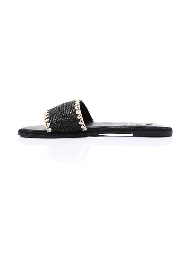 DejaVu Seashell Woven Slipper - Black & Off White - Image 3