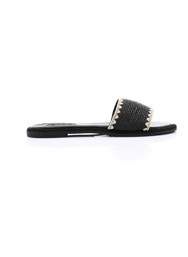 DejaVu Seashell Woven Slipper - Black & Off White - Image 1