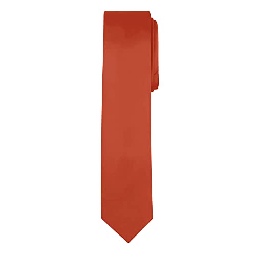 Jacob Alexander Men's Skinny Width 2" Solid Color Tie - Orange Rust - Image 1