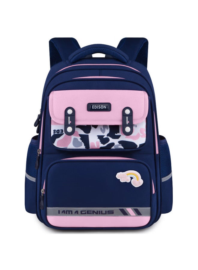 Edison Primary School Backpack With Spine Protection, Weight Reduction, Large Capacity, Water-resistant, Camouflage Design, Children's Backpack 24016-5s Blue And Pink - Image 1