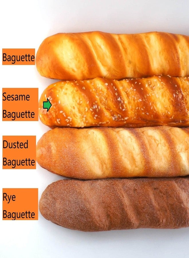 GiftYou Long Fake Baguette and Realistic French Bread - Artificial Cake Dessert Decor and Faux Pastries Food Replica for Kitchen and Bakery Display (Long Sesame Baguette) - Image 3